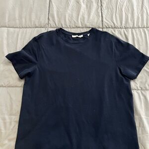 100% cotton Navy Blue Vince t-shirt. Textured micro waffle feel.